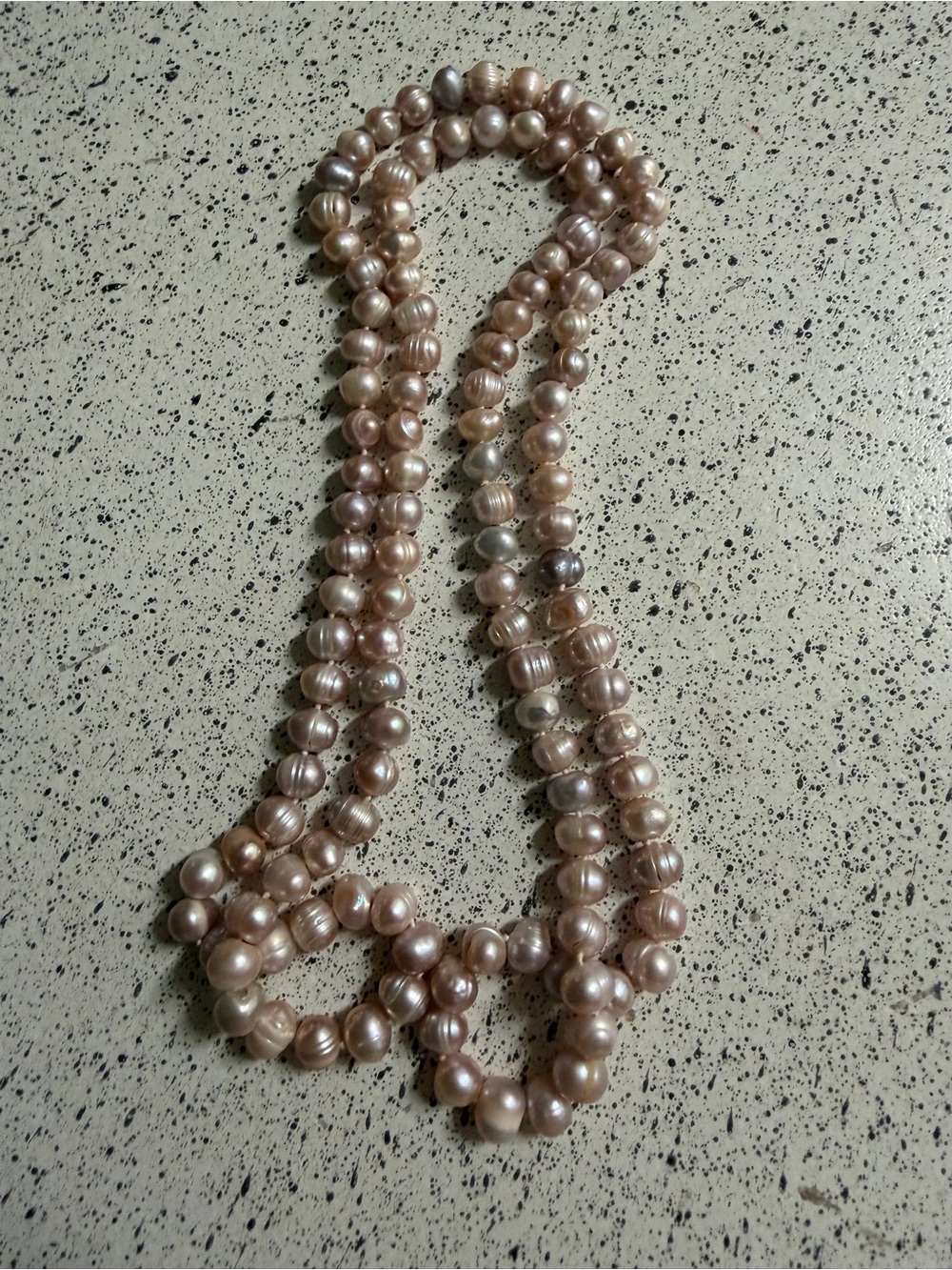 Genuine  Rose Freshwater Hand Knotted Pearl Necklace 34in